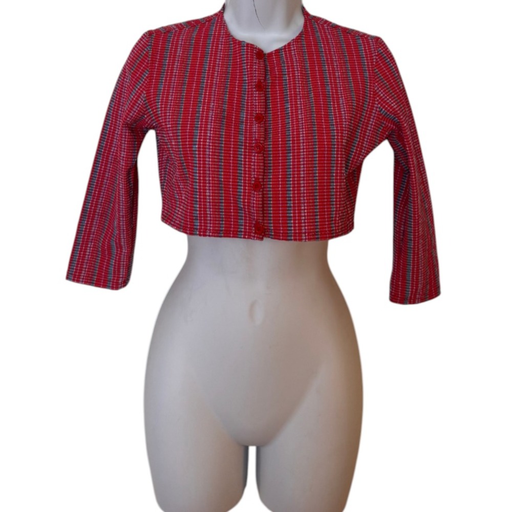 Lisa Marie Fernandez Women's Striped Seersucker Cropped Cardigan Swim Top Sz II